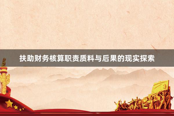 扶助财务核算职责质料与后果的现实探索